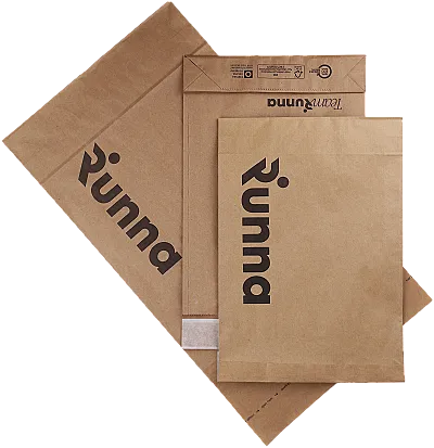 A set of branded mailing bags for a business