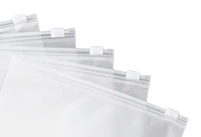 Close up of zip lock bag zips