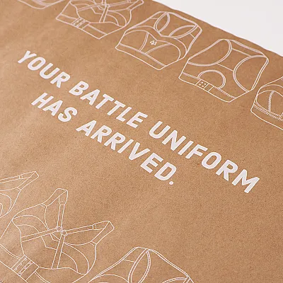 Paper mailer with branding close up