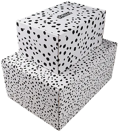 Set of two white printed mailing boxes