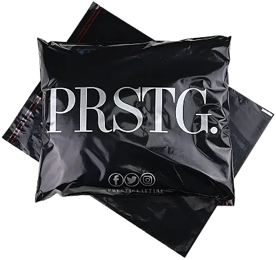 Black mailing bag with silver print